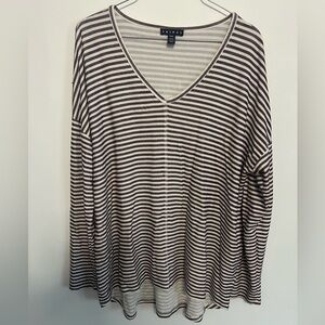 Tribal Gray and White Striped Top